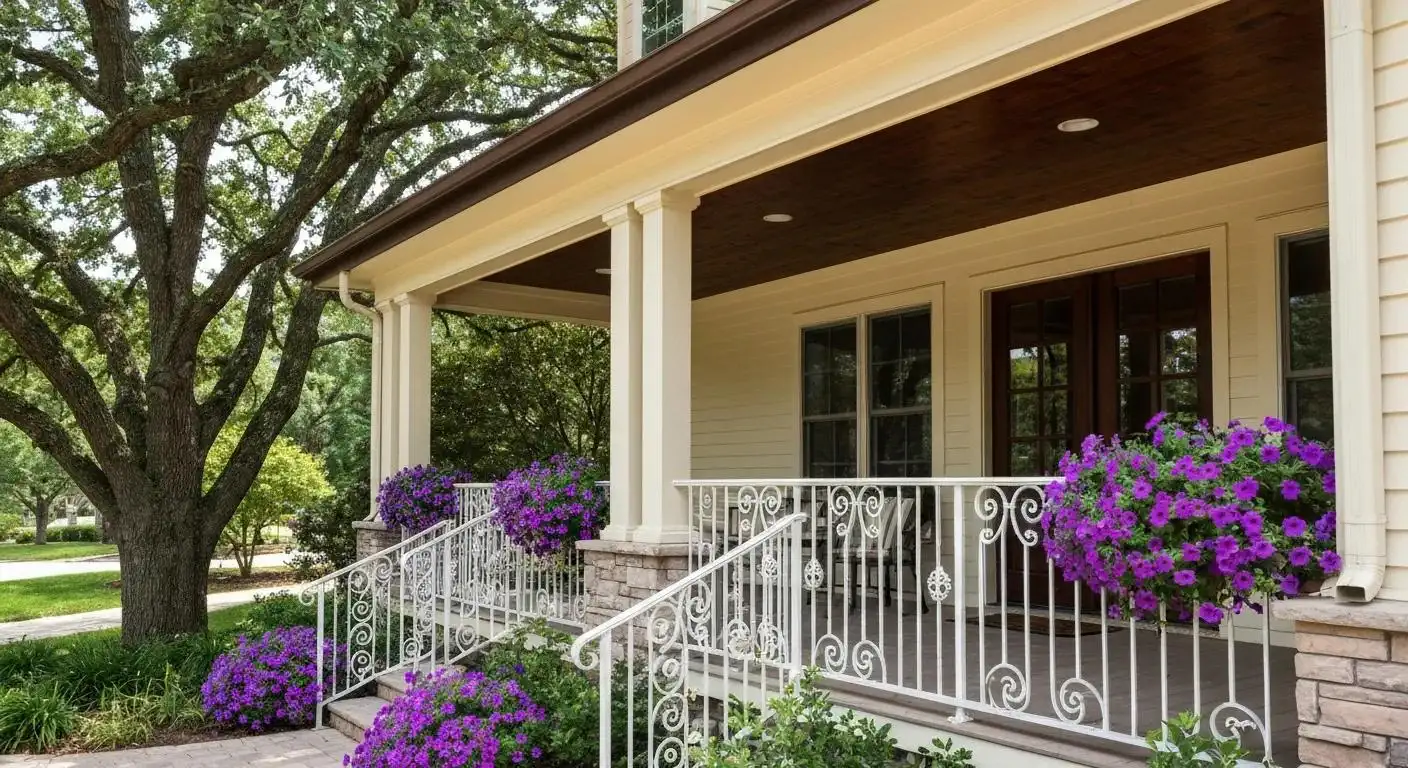 Custom front porch designed and built to enhance curb appeal for a Tampa home