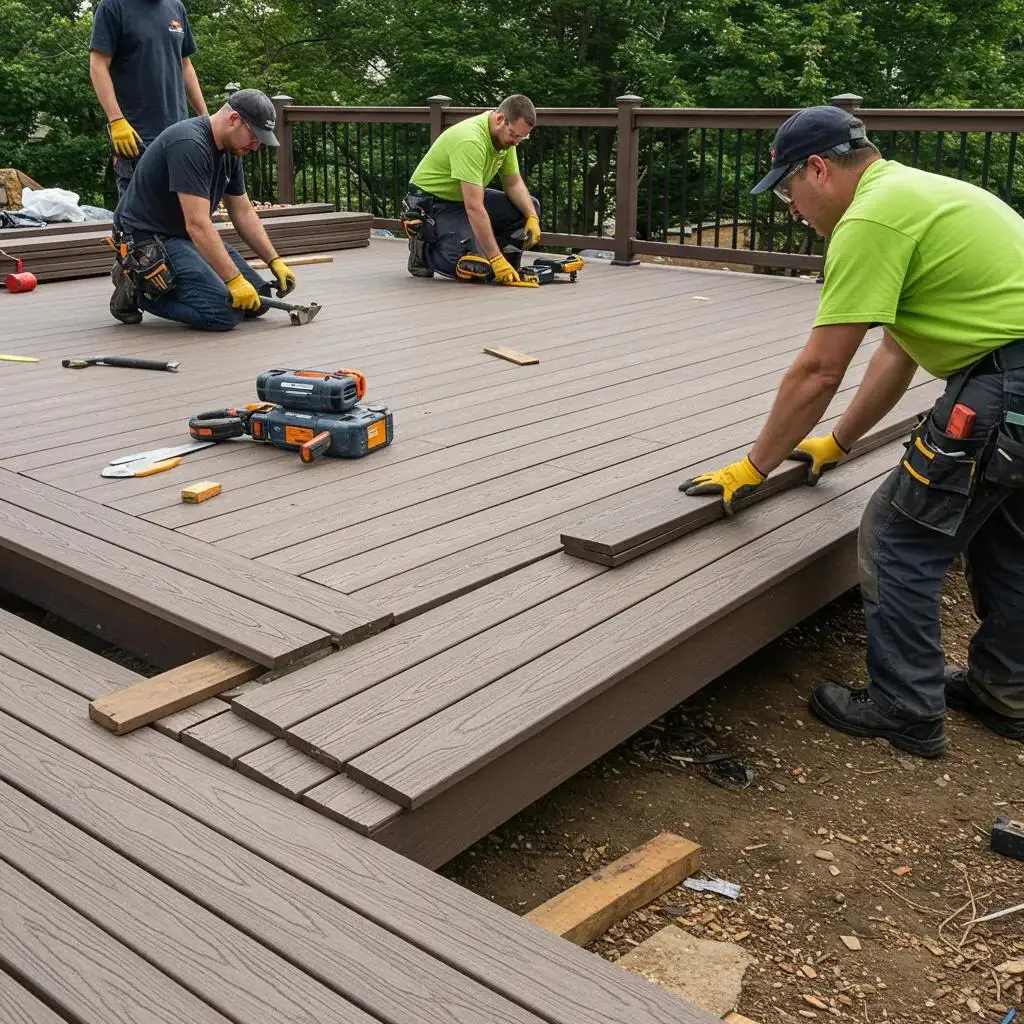 Modern floating deck installed in a Tampa backyard creating a functional ground-level outdoor space